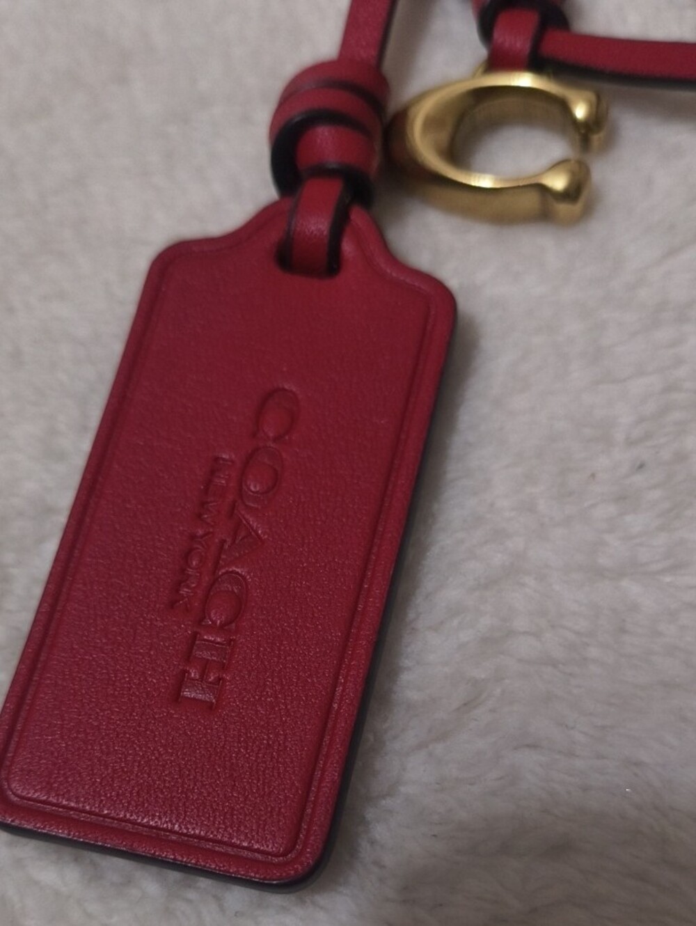 Coach Red Leather Tag Charm with Gold Accents - Picture 3 of 9